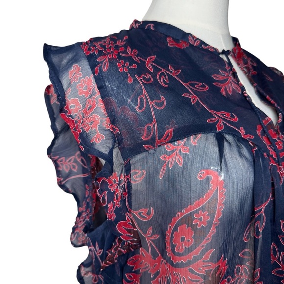 Lucky Brand Navy and Red Floral Blouse - Picture 4 of 8